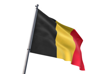 Belgium flag waving isolated white background 3D illustration