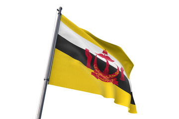 Brunei Darussalam flag waving isolated white background 3D illustration