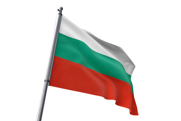 Bulgaria flag waving isolated white background 3D illustration