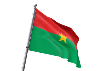Burkina Faso flag waving isolated white background 3D illustration