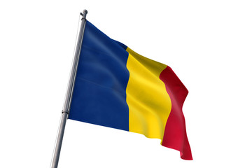 Chad flag waving isolated white background 3D illustration
