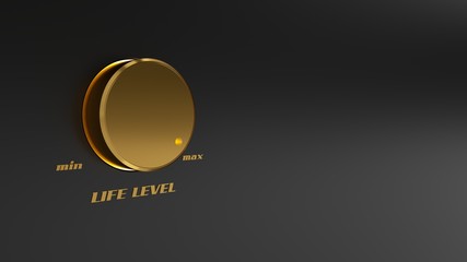 High standard of living, represented with the volume roulette of a hi-fi equipment