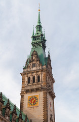 Fototapeta na wymiar Tower of Hamburg City Hall