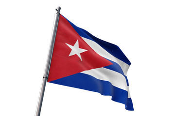 Cuba flag waving isolated white background 3D illustration