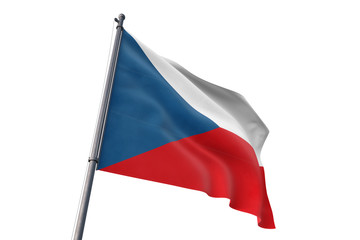 Czech Republic flag waving isolated white background 3D illustration