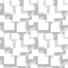 Seamless pattern 3D of white cubes with shadows. General plan of building. The model white rectangles with a shadow.