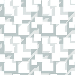 Seamless pattern 3D of white cubes with shadows. General plan of building. The model white rectangles with a shadow.