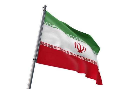 Iran flag waving isolated white background 3D illustration