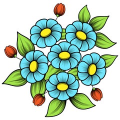 Color flowers patterns set