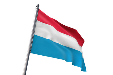Luxembourg flag waving isolated white background 3D illustration