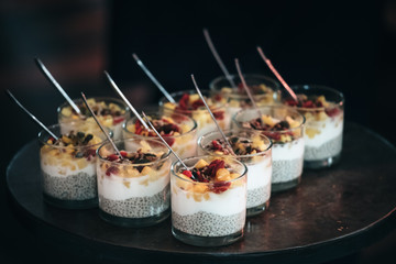Verrines made from fresh fruits and chia seeds