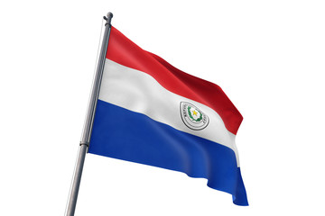 Paraguay flag waving isolated white background 3D illustration
