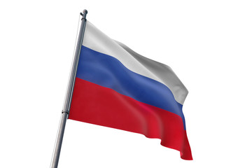 Russia flag waving isolated white background 3D illustration