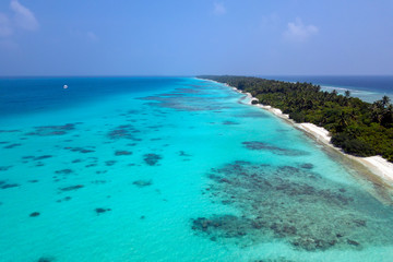 Fototapeta na wymiar Maldives aerial view panorama landscape sandy beach