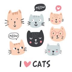 Obraz premium Funny cats collection - vector
