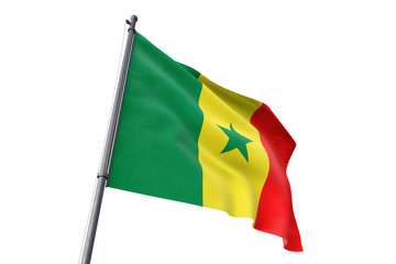 Senegal flag waving isolated white background 3D illustration
