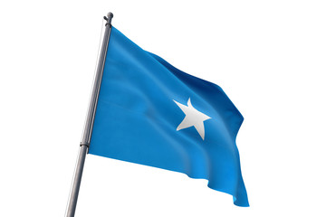 Somalia flag waving isolated white background 3D illustration