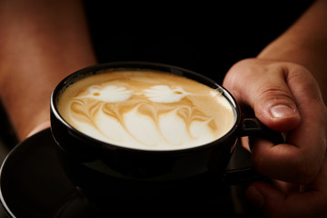 Latte art with barista 