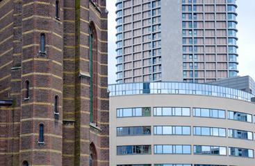 Eindhoven different buildings, historic and modern facades