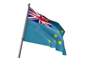 Tuvalu flag waving isolated white background 3D illustration
