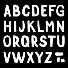 Hand-drawn alphabet. Calligraphy font. Modern brush lettering. Grunge style alphabet.