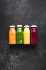 Colorful smoothies bottles