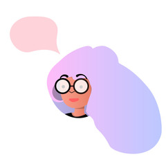 Girl in glasses in the style of flat.