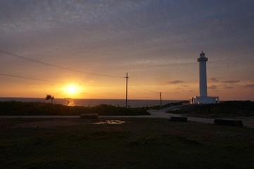 残波岬の夕日