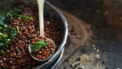 Black lentils and vegetables stew
