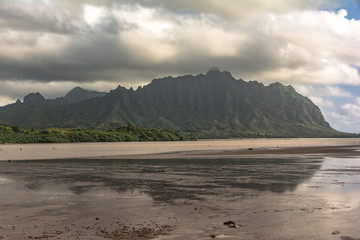 Kualoa Ridge from Kaneohe Bay, Oahu, Hawaii