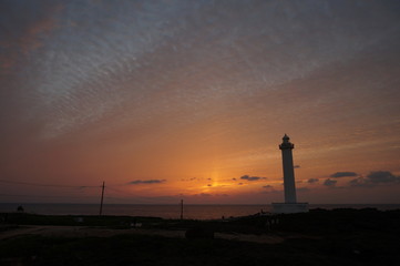 残波岬の夕日