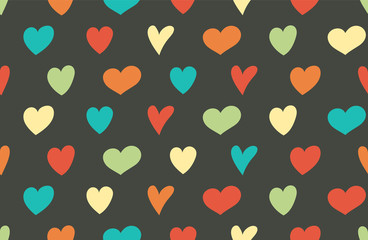 Fototapeta na wymiar Cute seamless texture with colorful hearts. Valentine's Day, Mother's Day and Women's Day. Vector