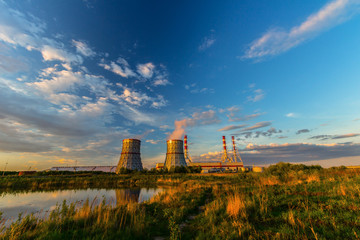 Power plant in the evening