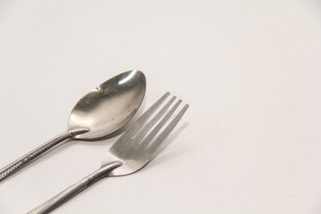 Steel Spoon Set isolated on white background