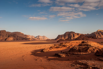 Fototapeta na wymiar Panorama of Wadi Rum desert, Jordan, Middle East