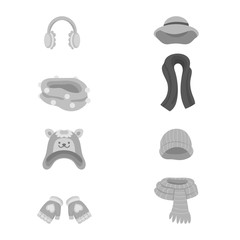 Isolated object of headwear  and fashion  symbol. Set of headwear  and cold stock vector illustration.