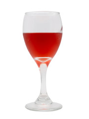 Red wine in a glass on white background. (clipping path)