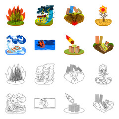 Isolated object of weather and distress symbol. Collection of weather and crash stock vector illustration.