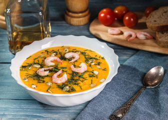 Image with pumpkin cream soup.