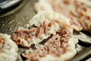 BBQ beef on griddle