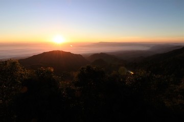 The mountains that have sunshine in the morning