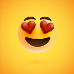 Yellow realistic emoticon smiley face, vector illustration