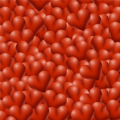 Red high-detailed hearts background, vector illustration