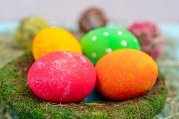Multi-colored Easter eggs.