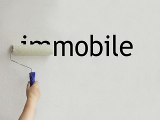 The word immobile turns into a word mobile