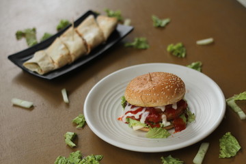 Delicious Hamburger and Kebab