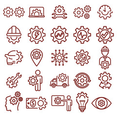 gear engineering. minimal thin line web icon set. simple vector illustration outline. concept for infographic, website or app.