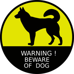 Yellow Sticker beware of dog