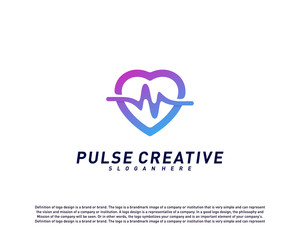 Love Medical Pulse logo design concept.Healthcare Pulse logo template vector. Icon Symbol