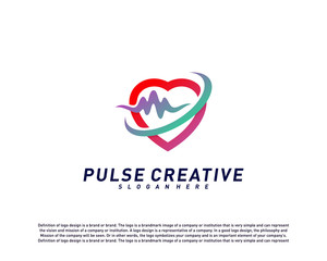 Love Medical Pulse logo design concept.Healthcare Pulse logo template vector. Icon Symbol